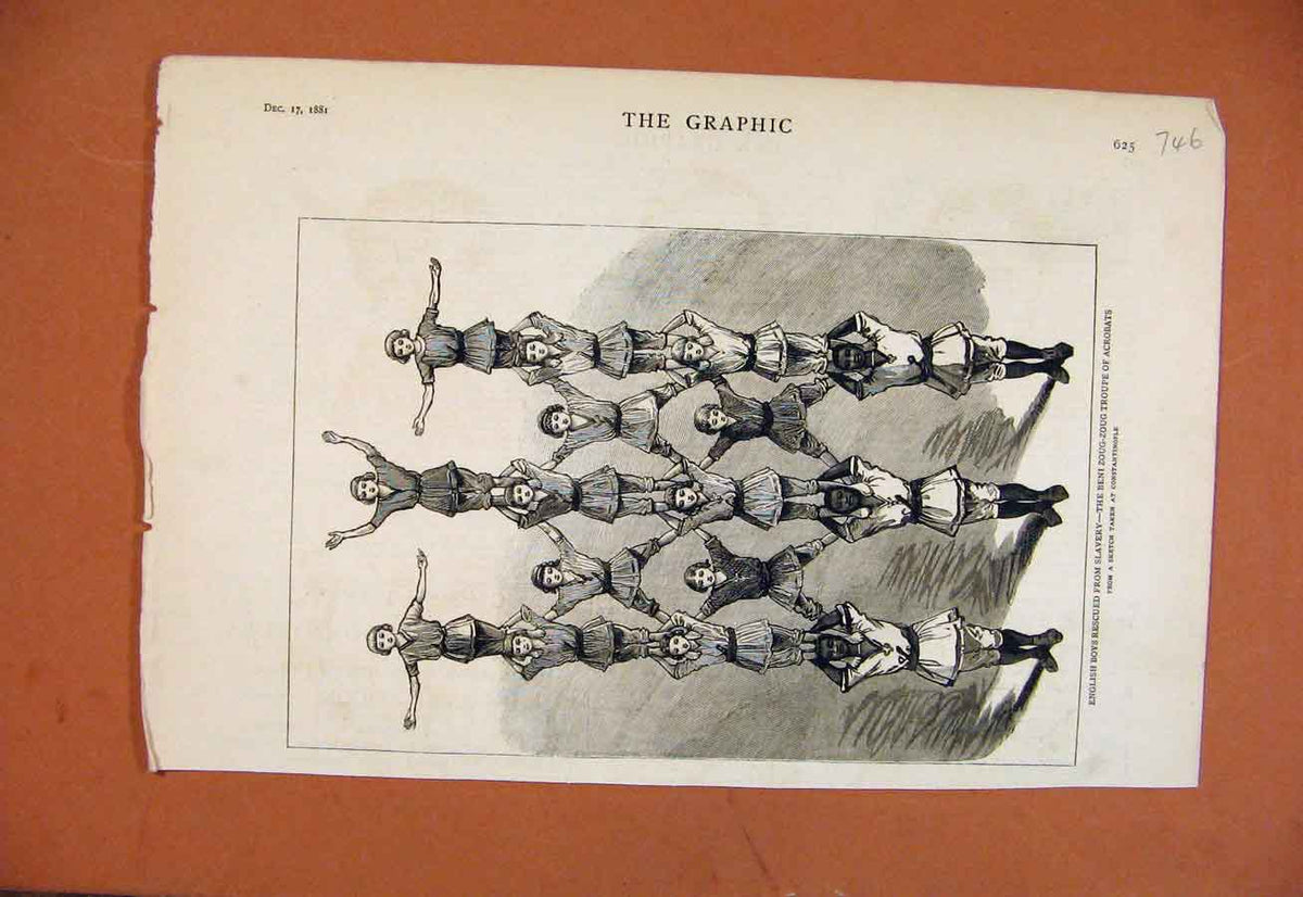 Original Old Antique Print English Boys Rescued From Slavery C1881 The Graphic
