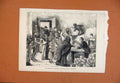 Original Old Antique Print Distress At Sheffield Illustrated London News C1879