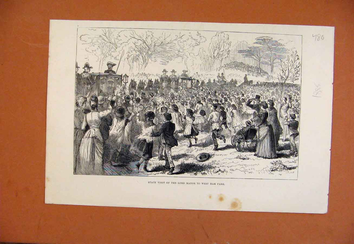 Original Old Antique Print Unveilling Marlowe Memorial Canterbury C1891 19th