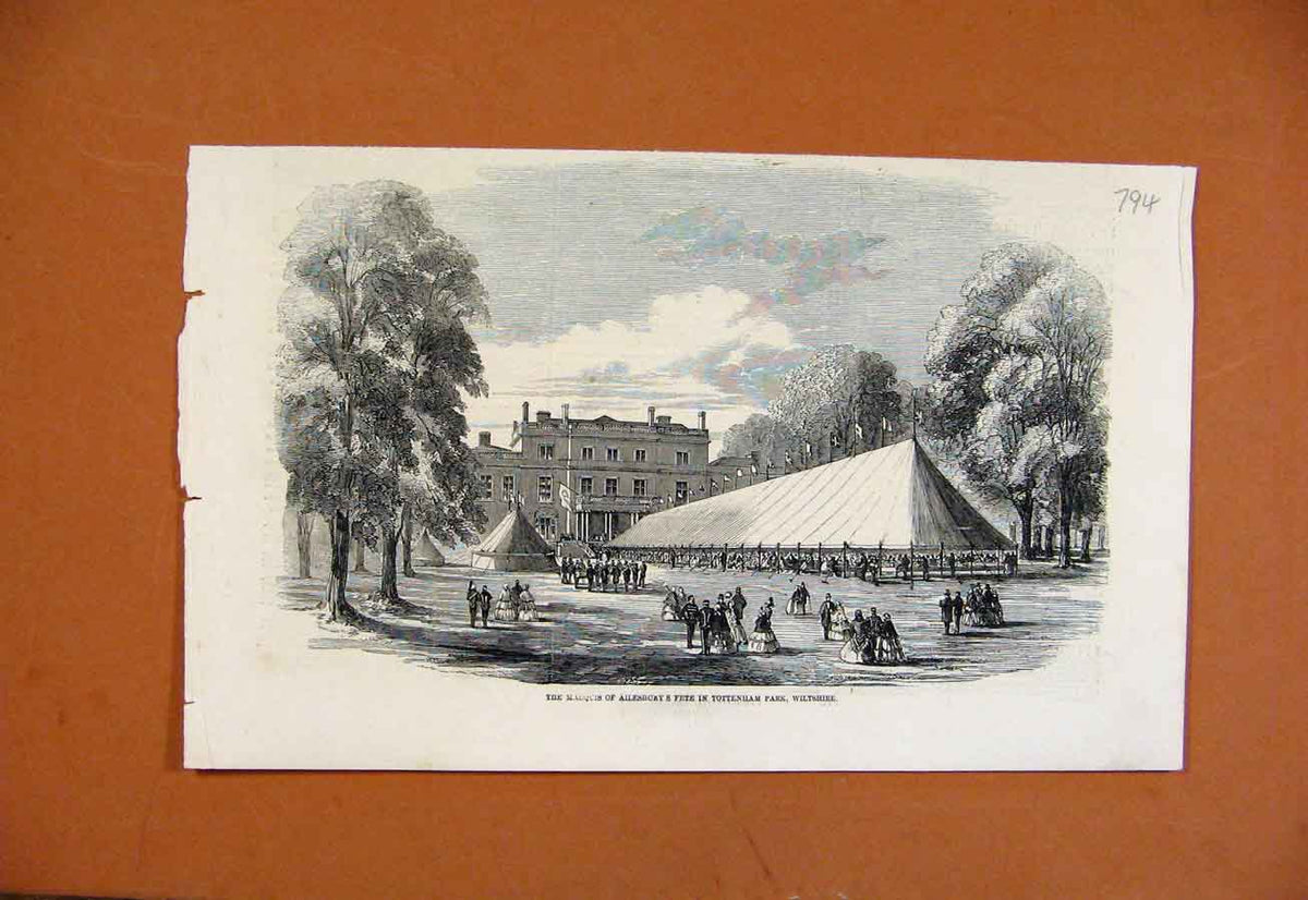 Original Old Antique Print Malquis Allesbury Fete Tottenham Wiltshire