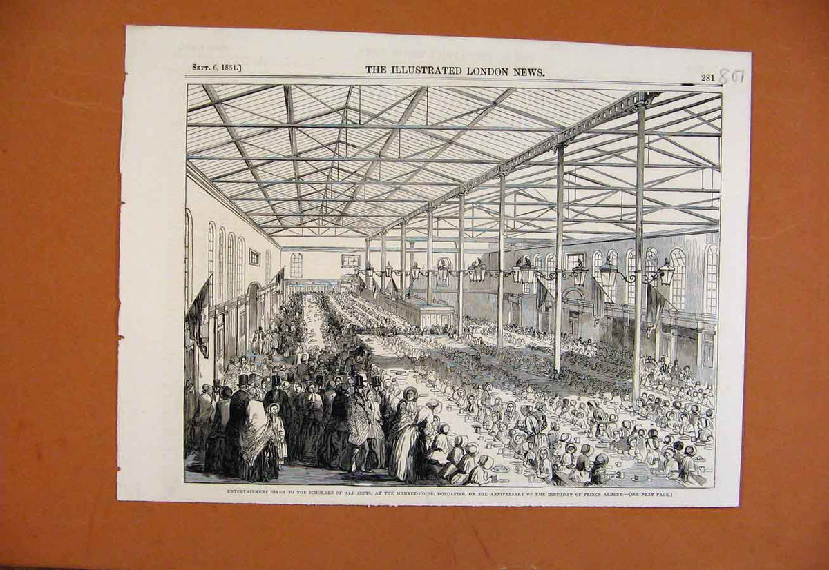 Old Antique Print C1851 Entertainment For Scholars Prince Albert Birthday 19th
