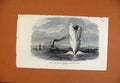 Original Old Antique Print Chatham Siege Operations Blowing Up Rafts Medway