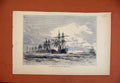 Original Old Antique Print French Fleet Heligoland C1870 The Graphic Victorian