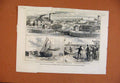 Original Old Antique Print C1883 Opening New Lock Water Channel Sunderland Docks
