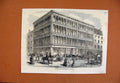 Original Old Antique Print New Iron Glass Warehouse Glasgow