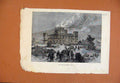 Original Old Antique Print C1871 Fire At Inverary Castle 19th Century