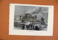 Original Old Antique Print Fire At Inverary Castle C1877 Illustrated London News