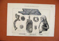 Original Old Antique Print Babylonian Antiquities British Museum C1883 Victorian