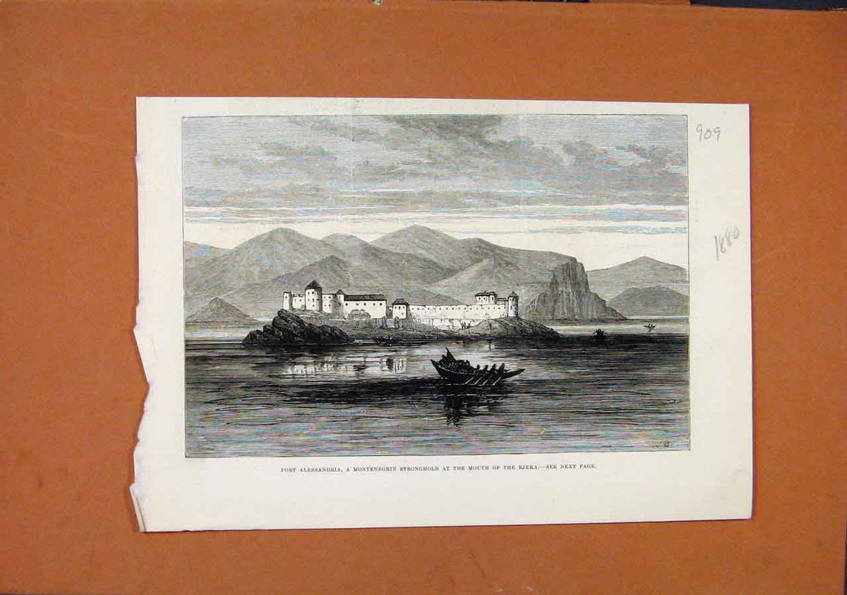 Original Old Antique Print Fort Alessandria Rjeka C1880 Illustrated London News