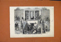 Original Old Antique Print Chaple Catacombe Congregation Artist Naples C1859