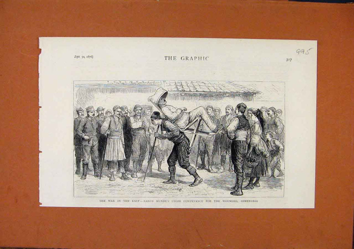 Original Old Antique Print War In East Semendria C1876 The Graphic Victorian