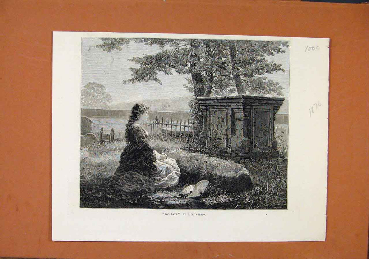 Original Old Antique Print Too Late By Wilson C1876 Illustrated London News