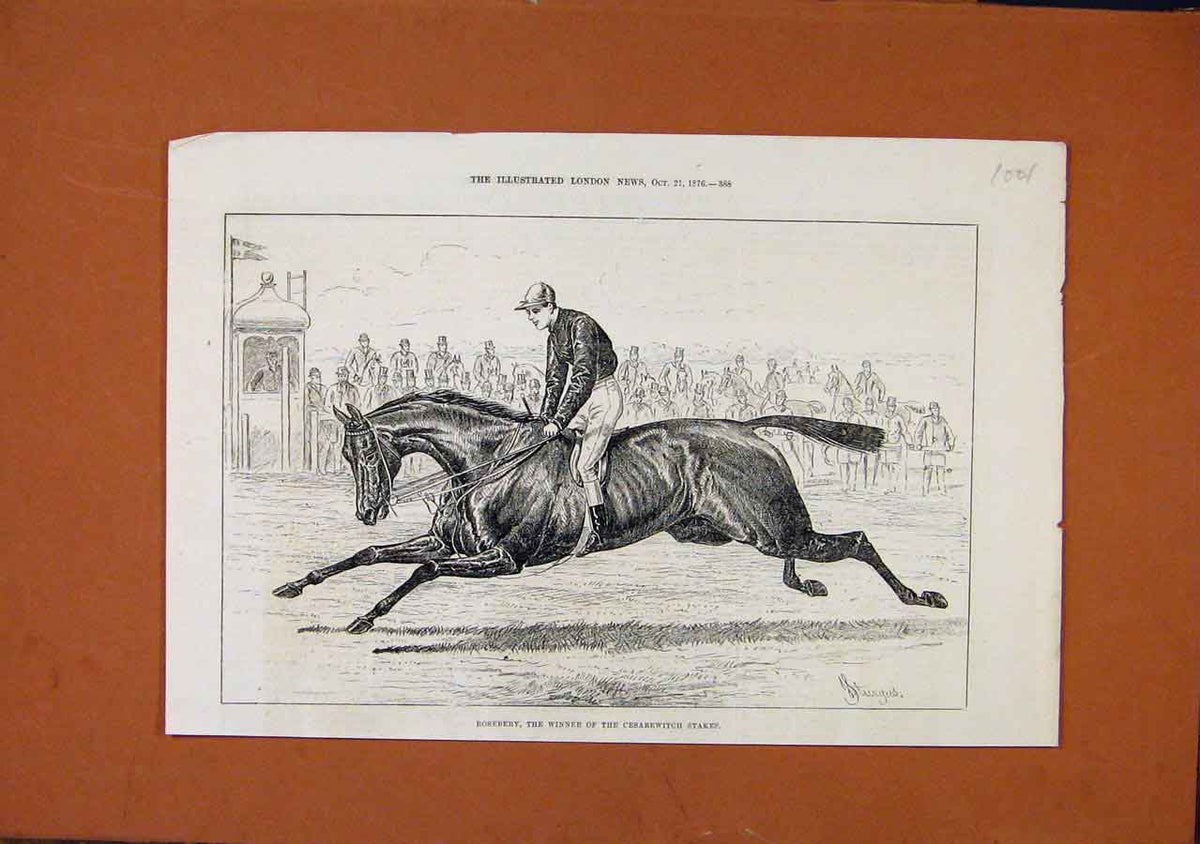 Original Old Antique Print Rosebery Winner Cesarewitch Stakes C1876 Victorian