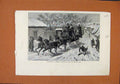 Original Old Antique Print Sleighing Quebec Citadel Hill C1880 London News 19th