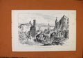 Original Old Antique Print Fall Wall Holloway C1886 Illustrated London News
