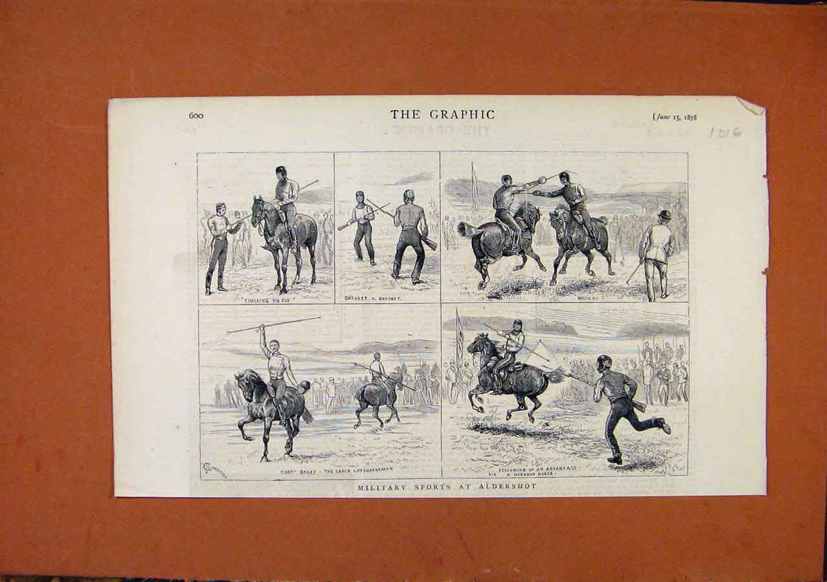 Original Old Antique Print Military Sports Aldershot C1878 The Graphic 19th
