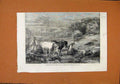 Original Old Antique Print Sleighing Ferns Portland Gallery C1860 Victorian