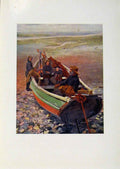 Old Antique Print Yorkshire Coast And Moorland Three Generations Fishing