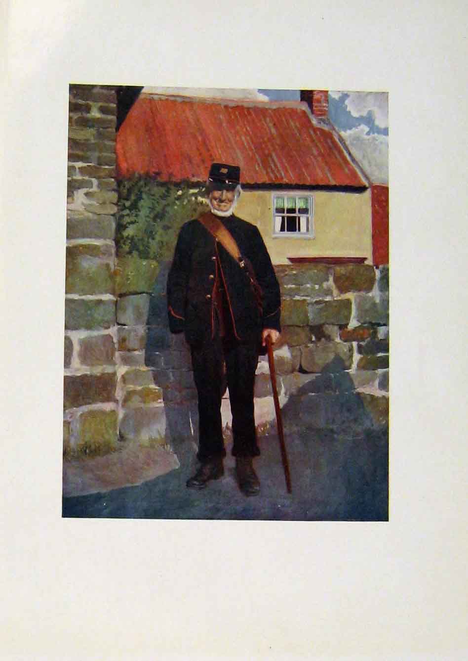 Original Old Antique Print Yorkshire Coast And Moorland Postman Color Art