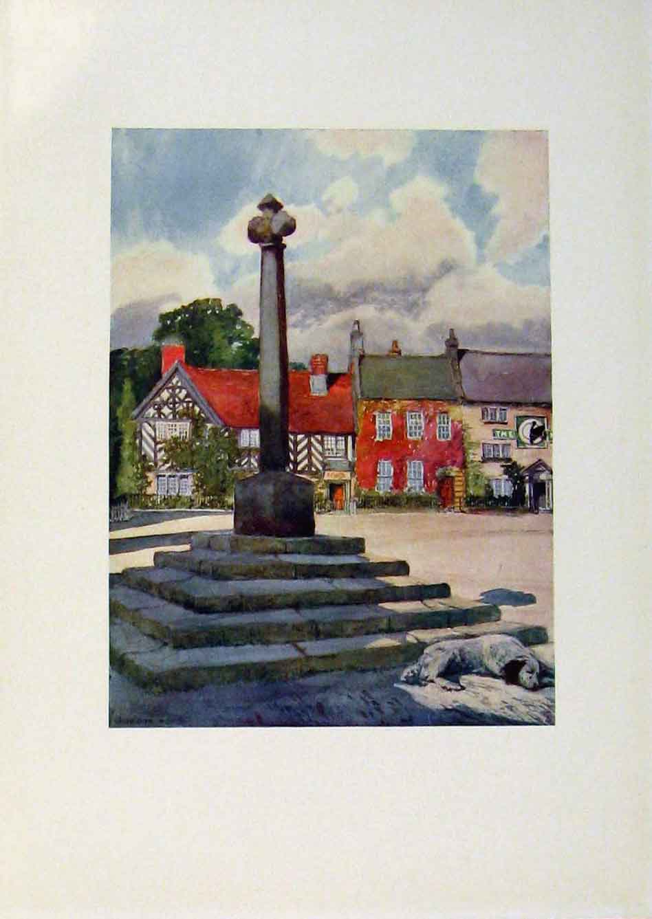 Old Antique Print Yorkshire Coast And Moorland Market Place Helmsley Art