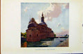 Original Old Antique Print Colour Plate Sweden 1927 Vadstena Castle Lake 20th