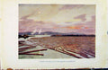 Original Old Antique Print Colour Sweden 1927 Timber On River Angerman Harnosand