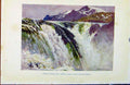 Original Old Antique Print Colour Plate Sweden 1927 Sotra Sjofallet Lake Falls