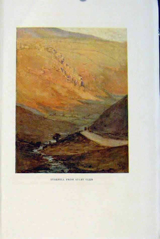 Original Old Antique Print Isle Man By Donald Maxwell Snaefell Sulby Glen C1909