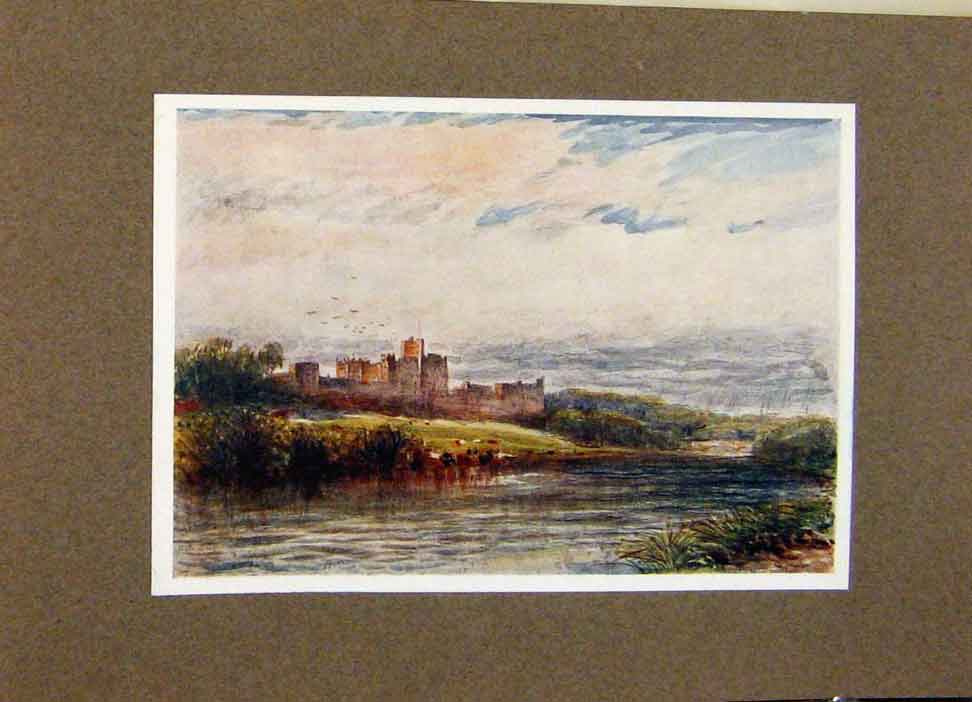 Original Old Antique Print View Alnwick Castle By James Orrock Border Country