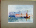 Original Old Antique Print Plate Xlviii Venetian Fishing Boat Water Color Tunrer
