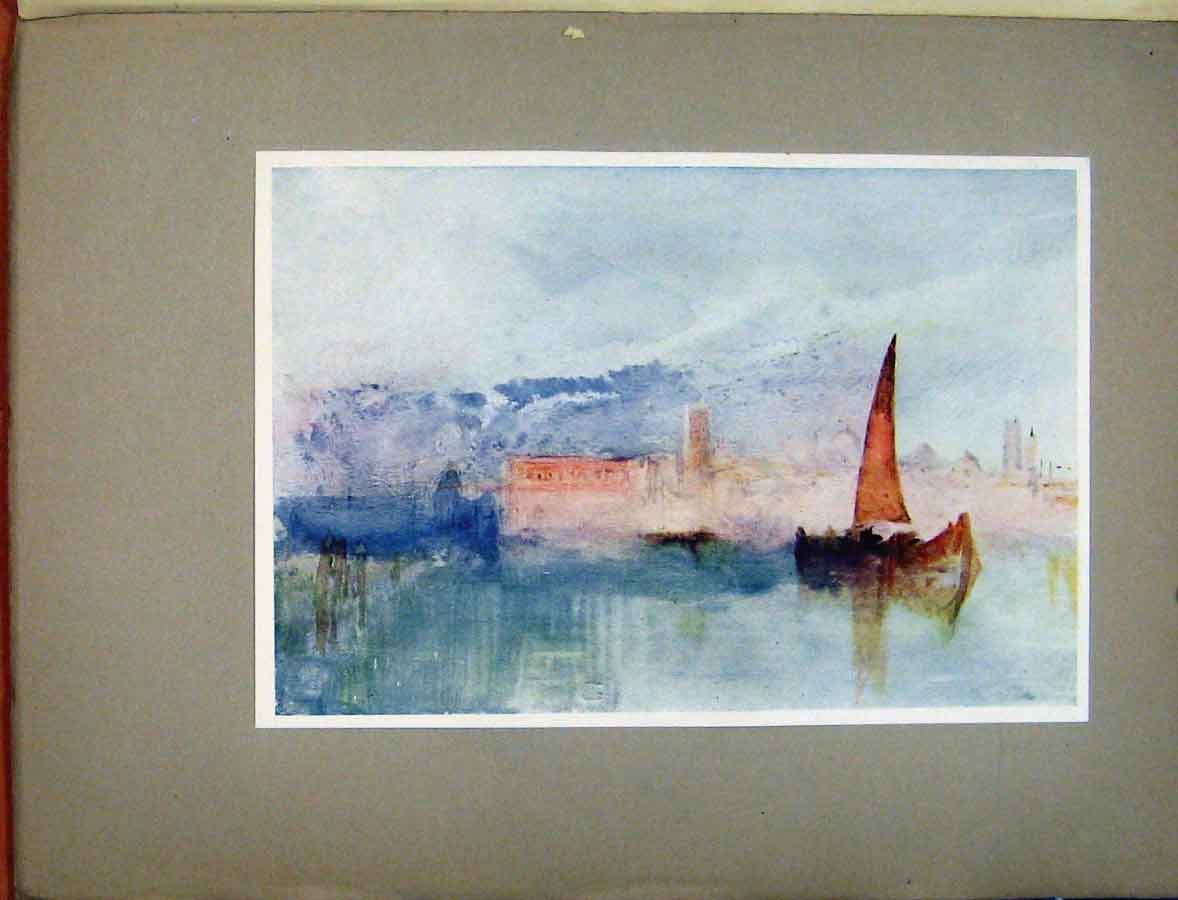 Original Old Antique Print Plate Xlviii Venetian Fishing Boat Water Color Tunrer