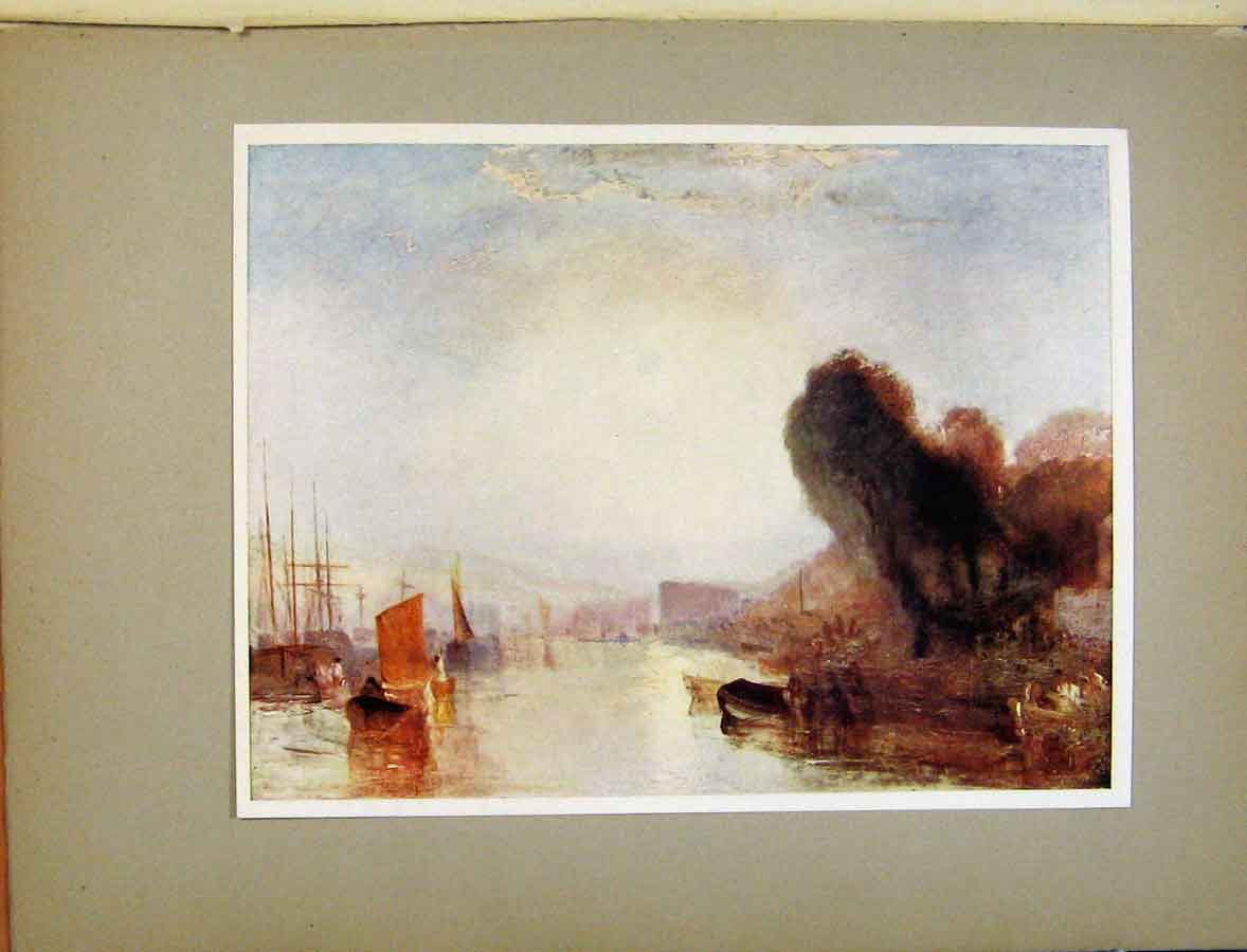 Original Old Vintage Print Plate Xix Shipping At Cowes C1925 Turners Art 20th