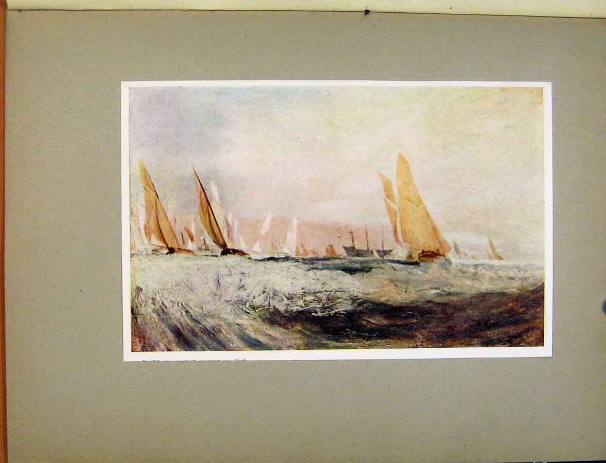 Original Old Vintage Print Plate Iv Yacht Racing In The Solent Turners C1925