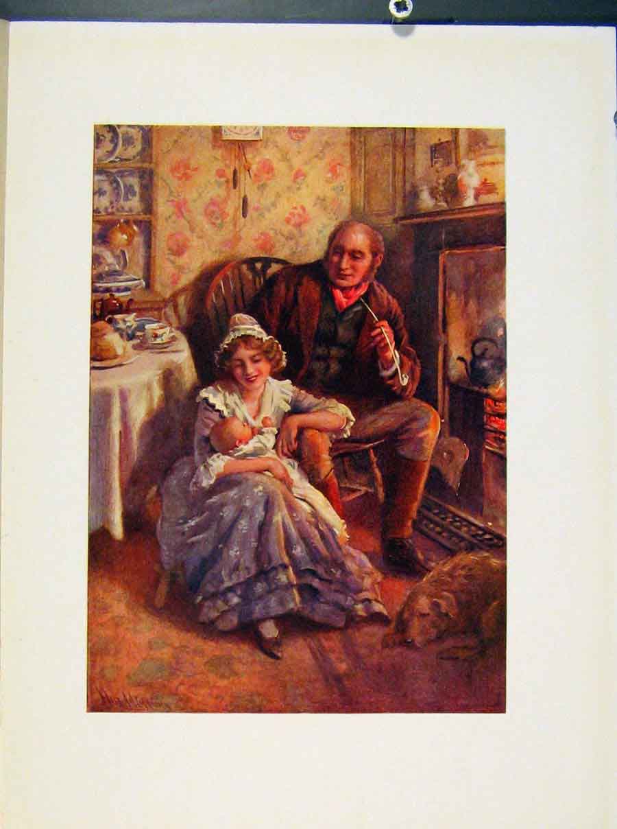 Original Old Antique Print John And Dot Peerybingle Portraits By HarCopping