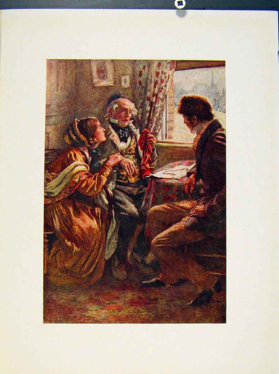 Original Old Antique Print Arthur Clennam Tells Good News From Dickens