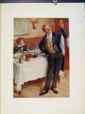 Original Old Antique Print Daivd And The Friendly Waiter By HarCopping Dickens
