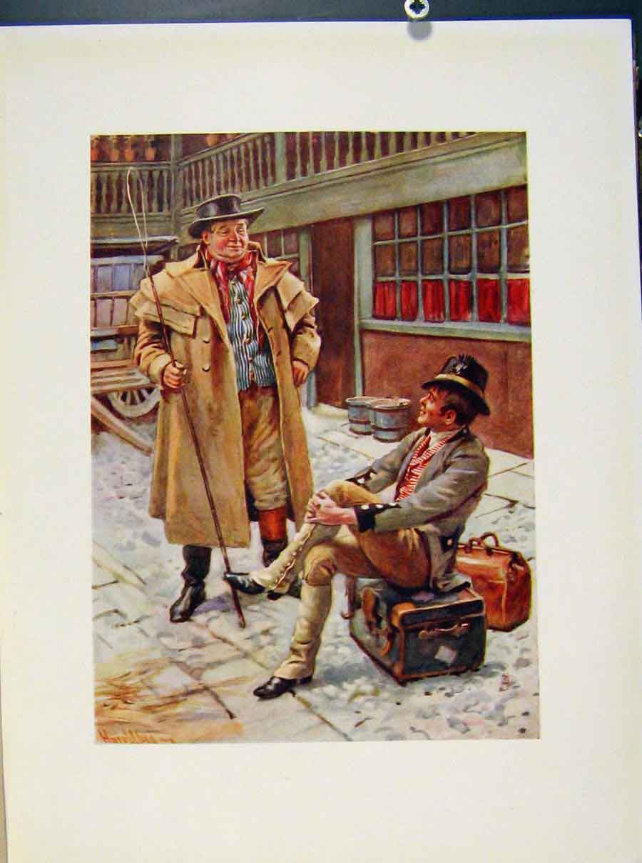 Original Old Vintage Print Sam Weller And His Father From Dickens C1924 20th