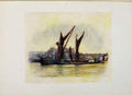 Original Old Antique Print Londond Hay Barges Near Chelsea C1916 20th Century