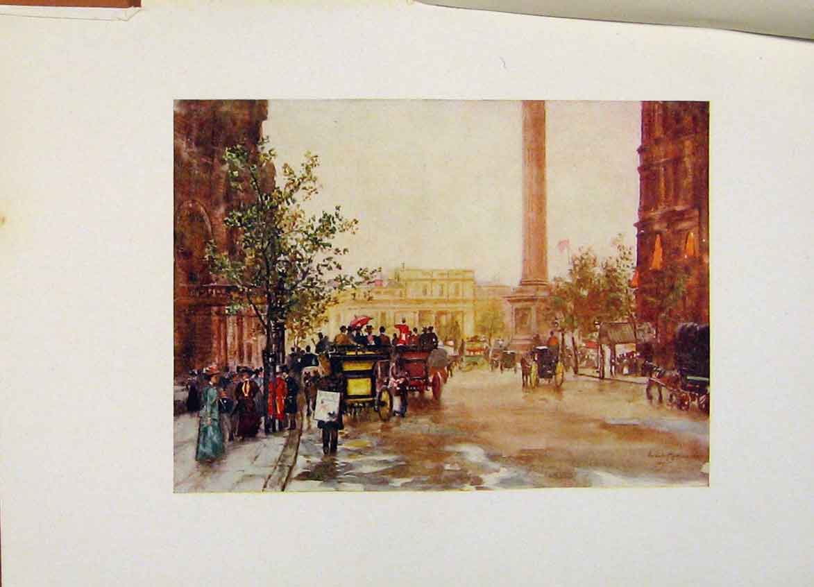 Original Old Antique Print Northumberland Avenue London C1916 Art 20th Century