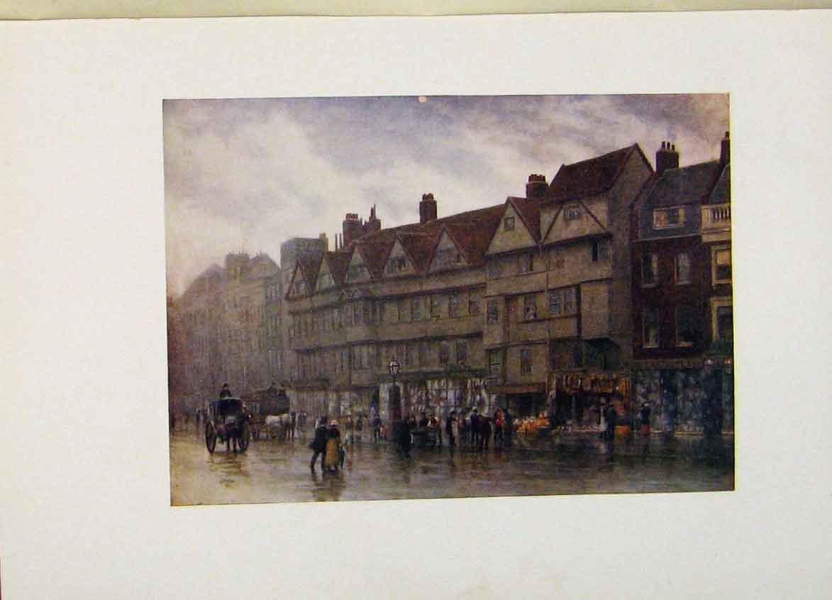 Original Old Antique Print Staple Inn London Color Fine Art C1916 20th Century