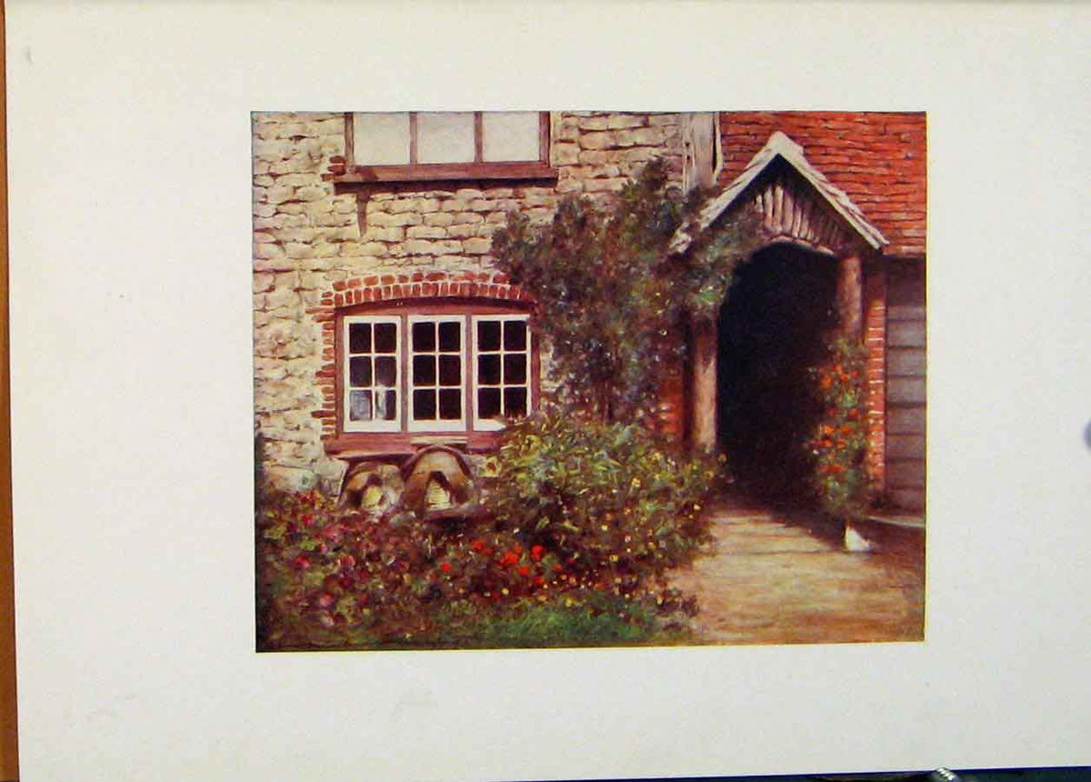 Original Old Antique Print Surrey Porch England World Pictures 1902 20th Century