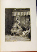 Original Old Antique Print C1902 An Fashioned Hearth Fine Art 20th Century