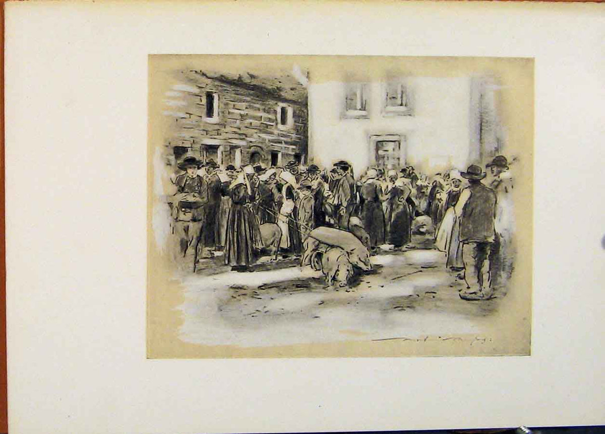 Original Old Antique Print Pig Market World Pictures Fine Art C1902 20th Century