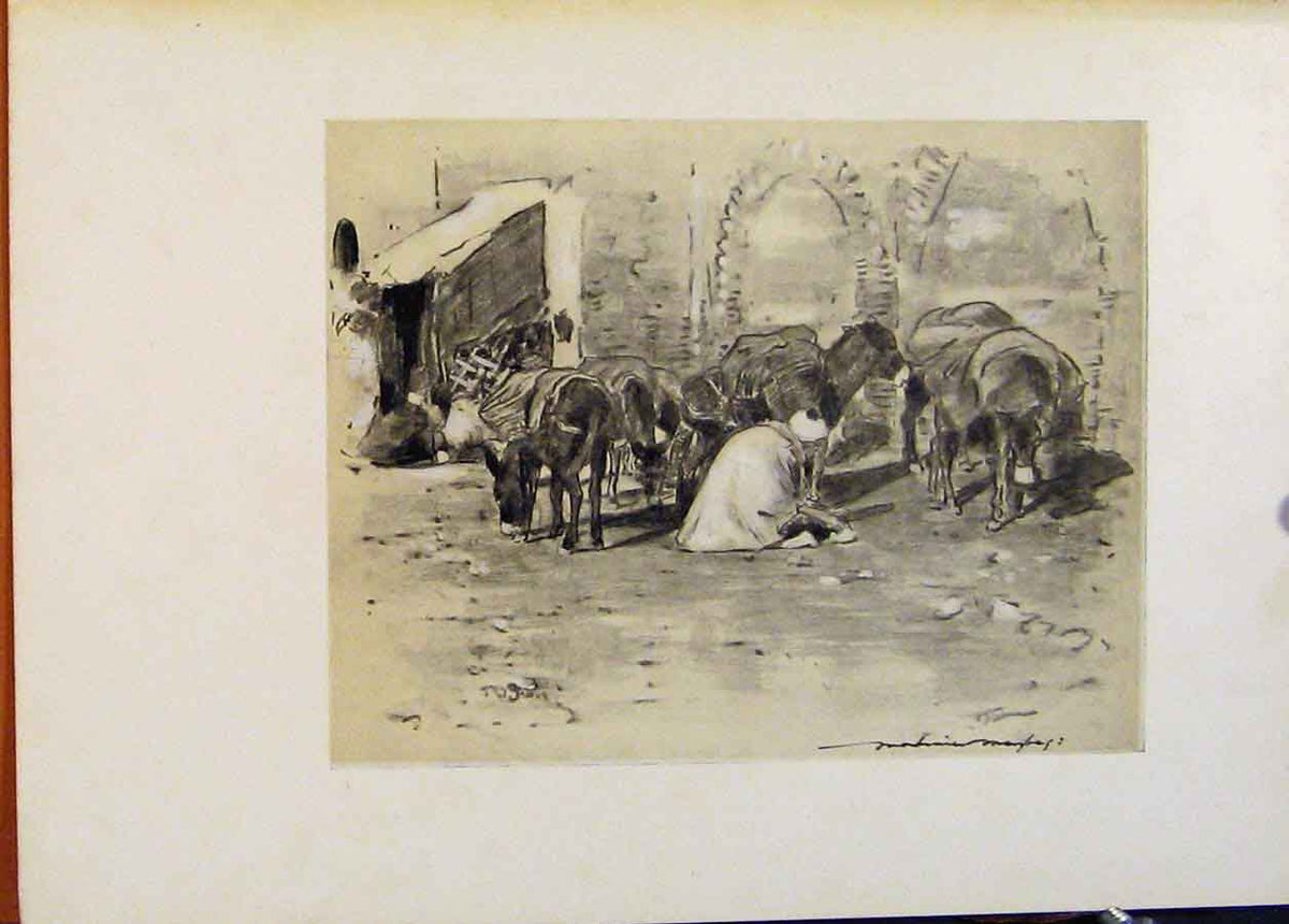 Original Old Antique Print Street Scene In Tangiers World Pictures