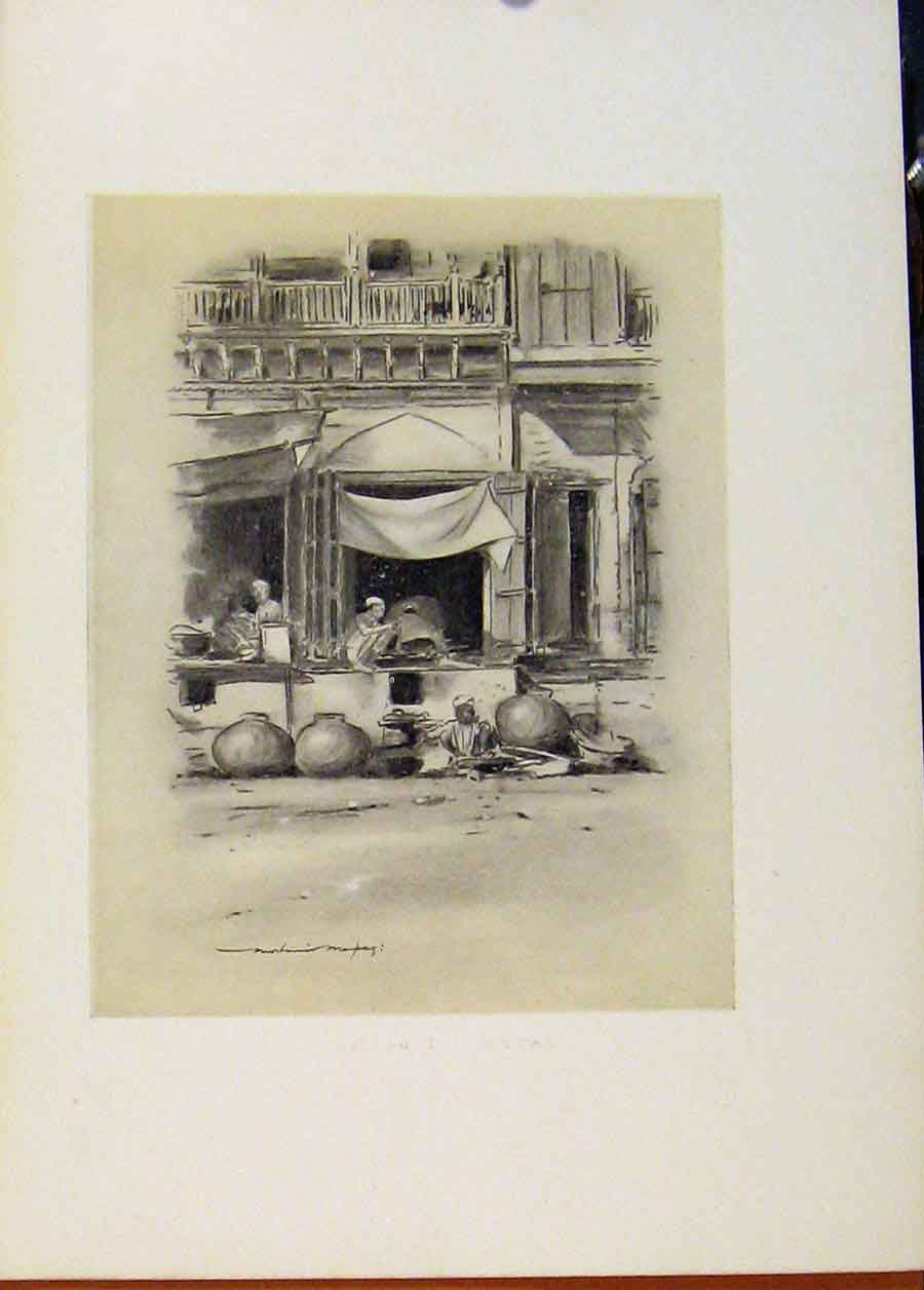 Original Old Antique Print Bazaar At Delhi C1902 World Pictures 20th Century