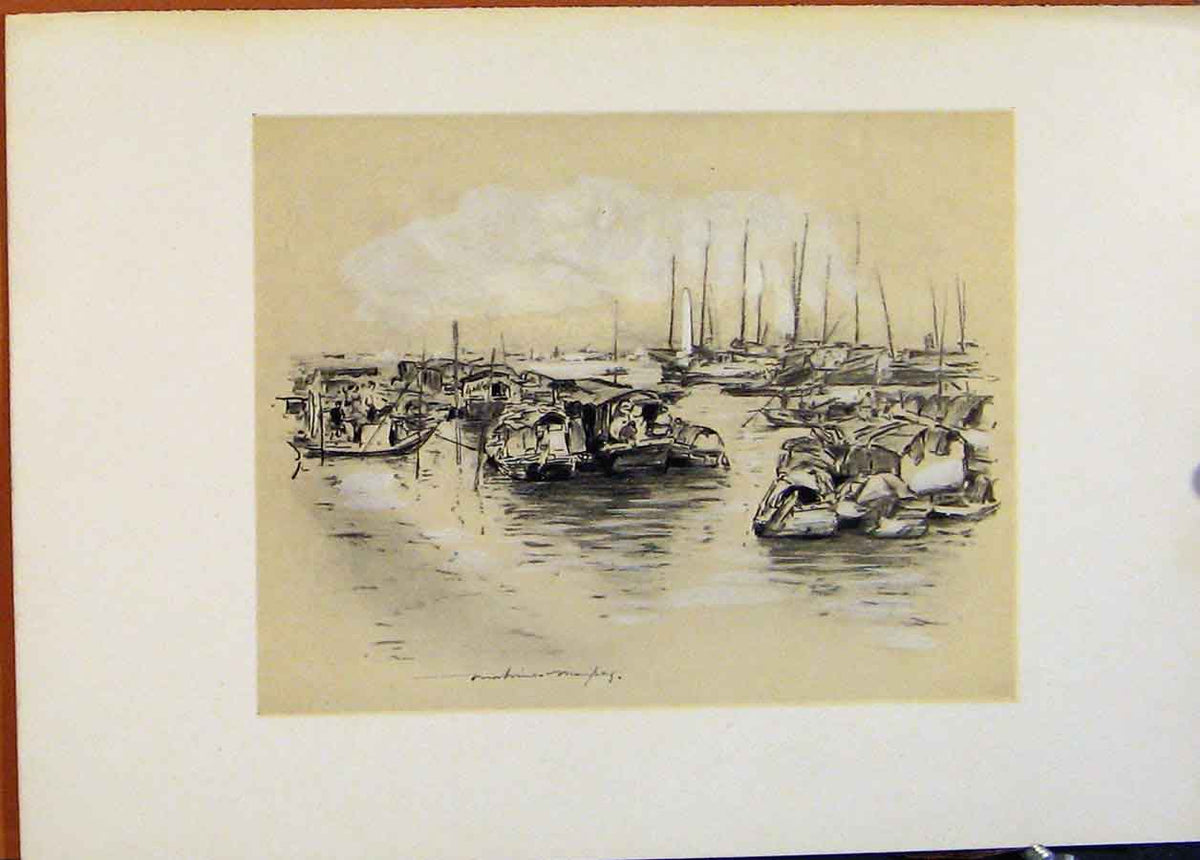 Original Old Antique Print C1902 World Pictures On The Yellow River 20th Century