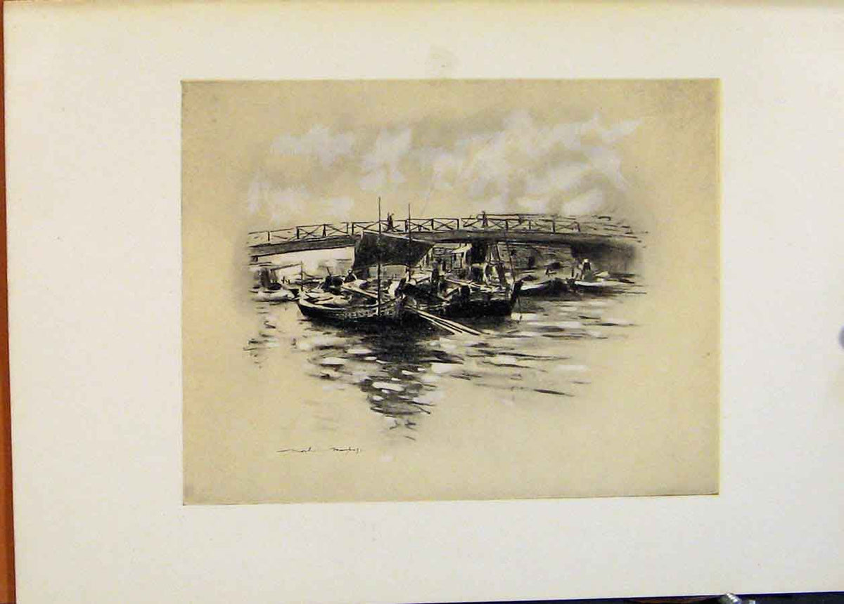 Original Old Antique Print C1902 The Ogara River At Tokio World Pictures 20th