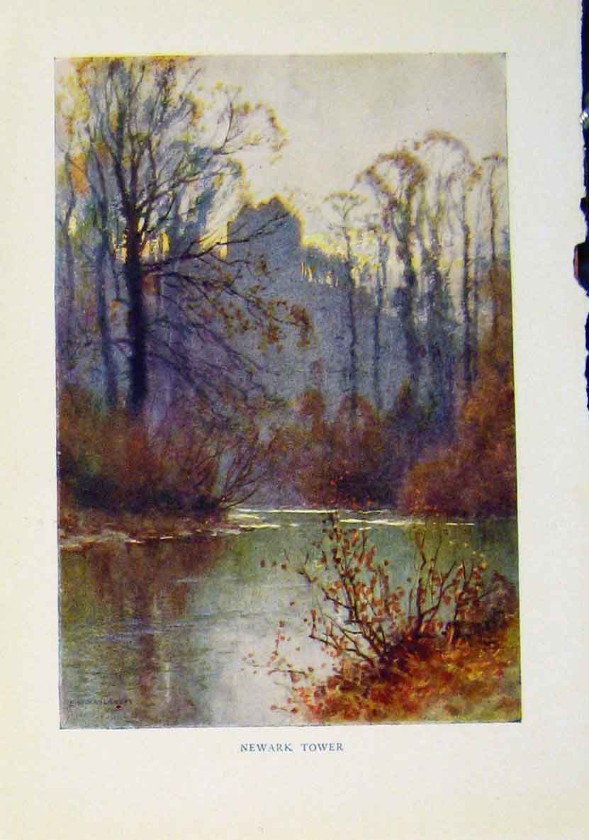 Old Vintage Print Newark Tower By E W Haslehurst Beautiful Scotland 1920 20th
