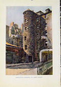 Original Old Antique Print Beautiful Scotland Smolletts Lodging St John Street