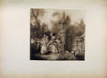 Original Old Antique Print French Art A Garden Party By Lancret